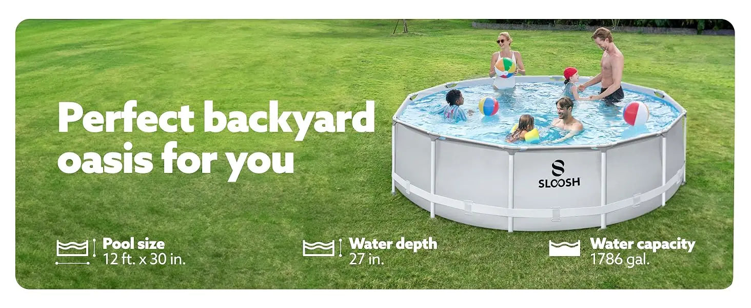 JOYFY Round Above Ground Pool 12ft/10ft/15ft Outdoor Round Frame 
 Set for Kids Adults with Filter Pump