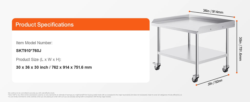SucceBuy Stainless Steel Work Table Commercial Food Prep  
with 4 Wheels 
Heavy Duty for Restaurant Home