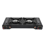 2 Burners-- Portable Camping Stove,     2.5KW Auto Ignition
Butane/LPG Gas  w/Baking Tray+Carrying Case for RV Outdoor Picnic BBQ