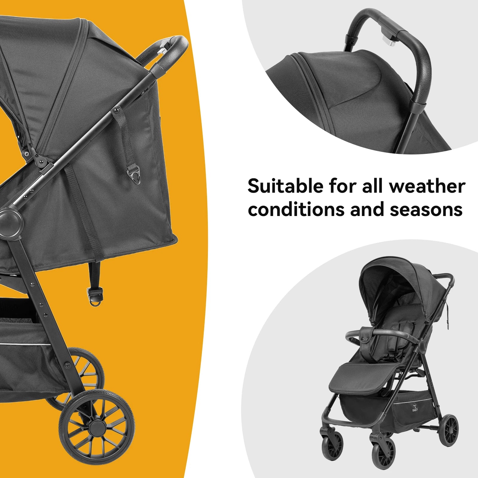 2 in 1 Baby Stroller
 Foldable,  Lightweight,   Travel System.
 Breathable fabric , daily use Newborn Pram  with sunshade canopy