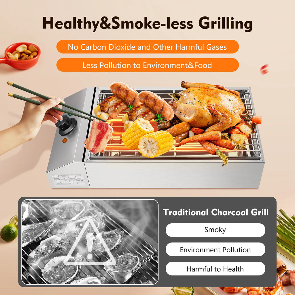 Family Smokeless Grill 1800W 110V 
Stainless Steel Electric 
Barbecue Oven Grill For Restaurant BBQ Equipment