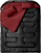 Double Sleeping Bag for Adults Mens with Pillow, 
XL Queen Size Two Person Sleeping Bag for All Season Camping Hiking Backpacking