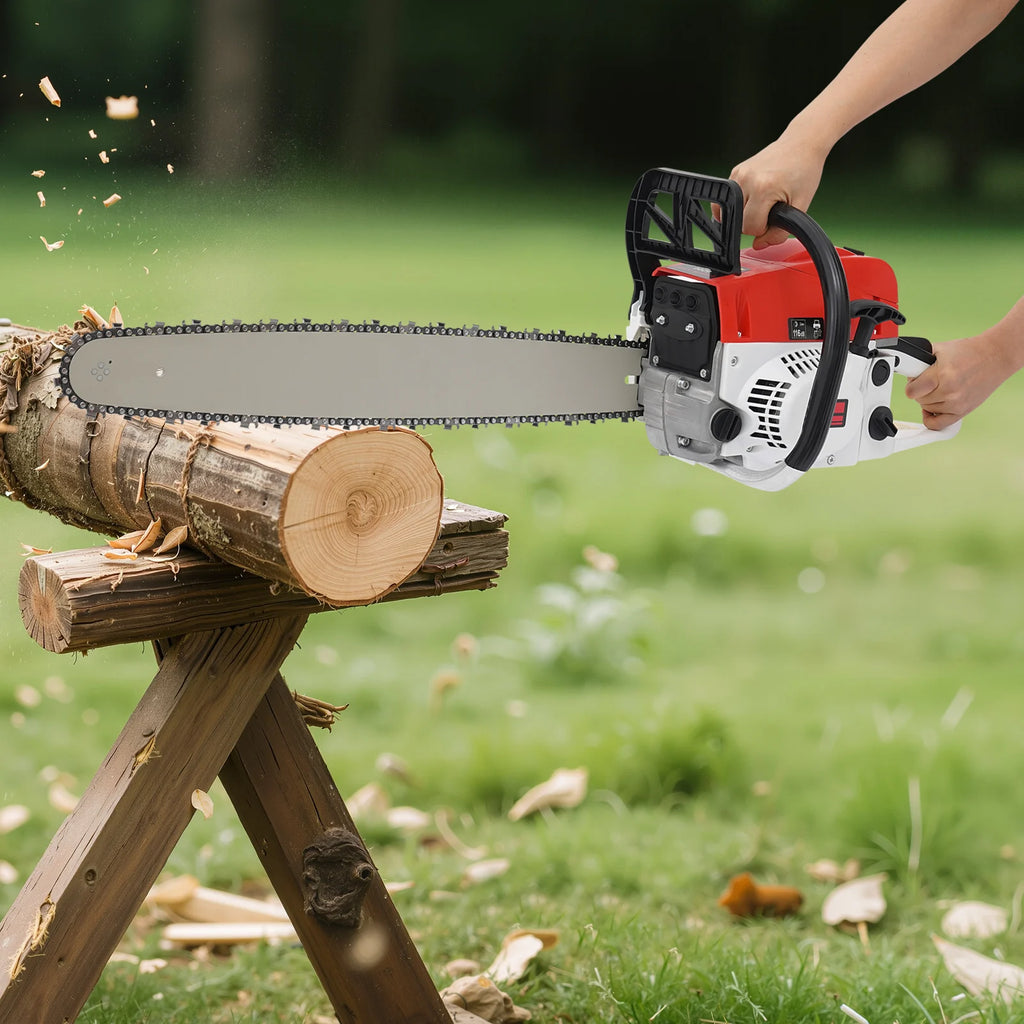 2 Stroke Gas-powered Chainsaw 52CC Gasoline Chain Saw Set Single Cylinder Air-cooled for Cutting Wood
