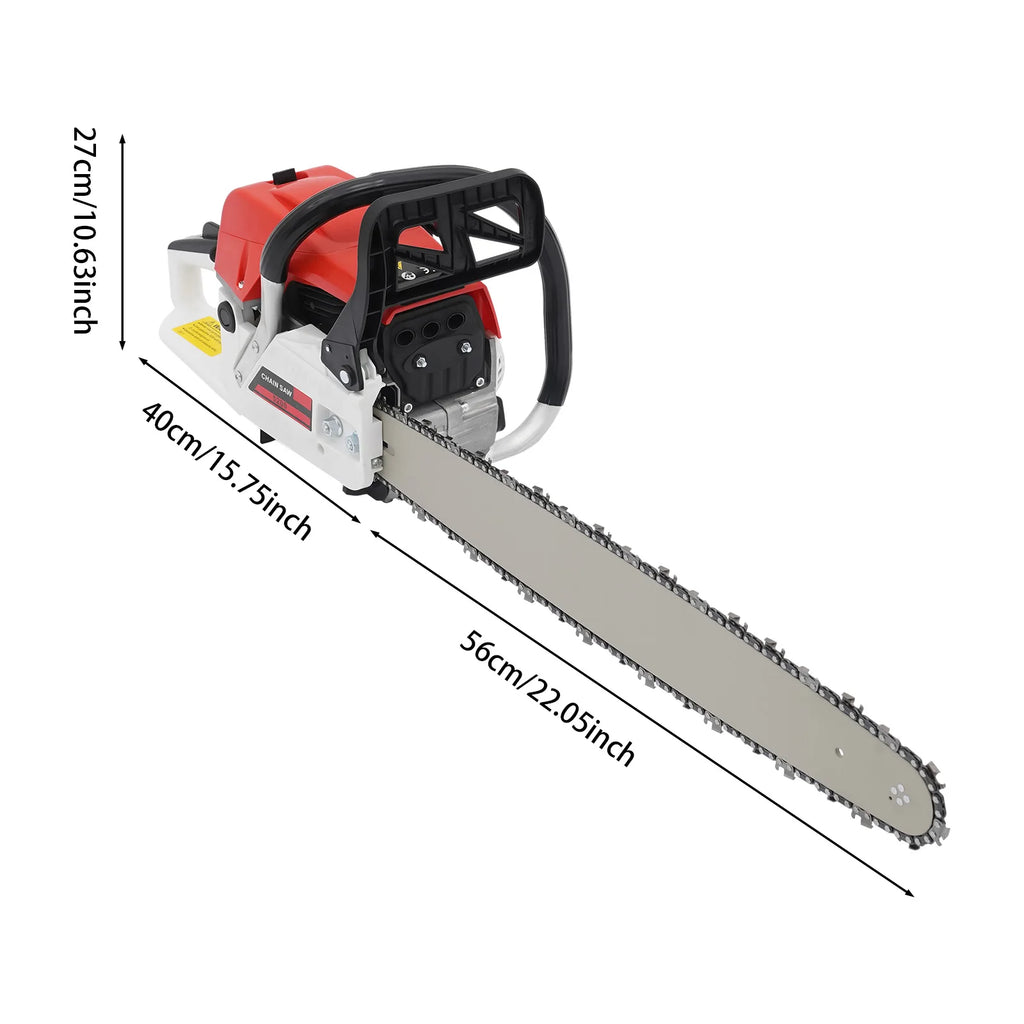 2 Stroke Gas-powered Chainsaw 52CC Gasoline Chain Saw Set Single Cylinder Air-cooled for Cutting Wood