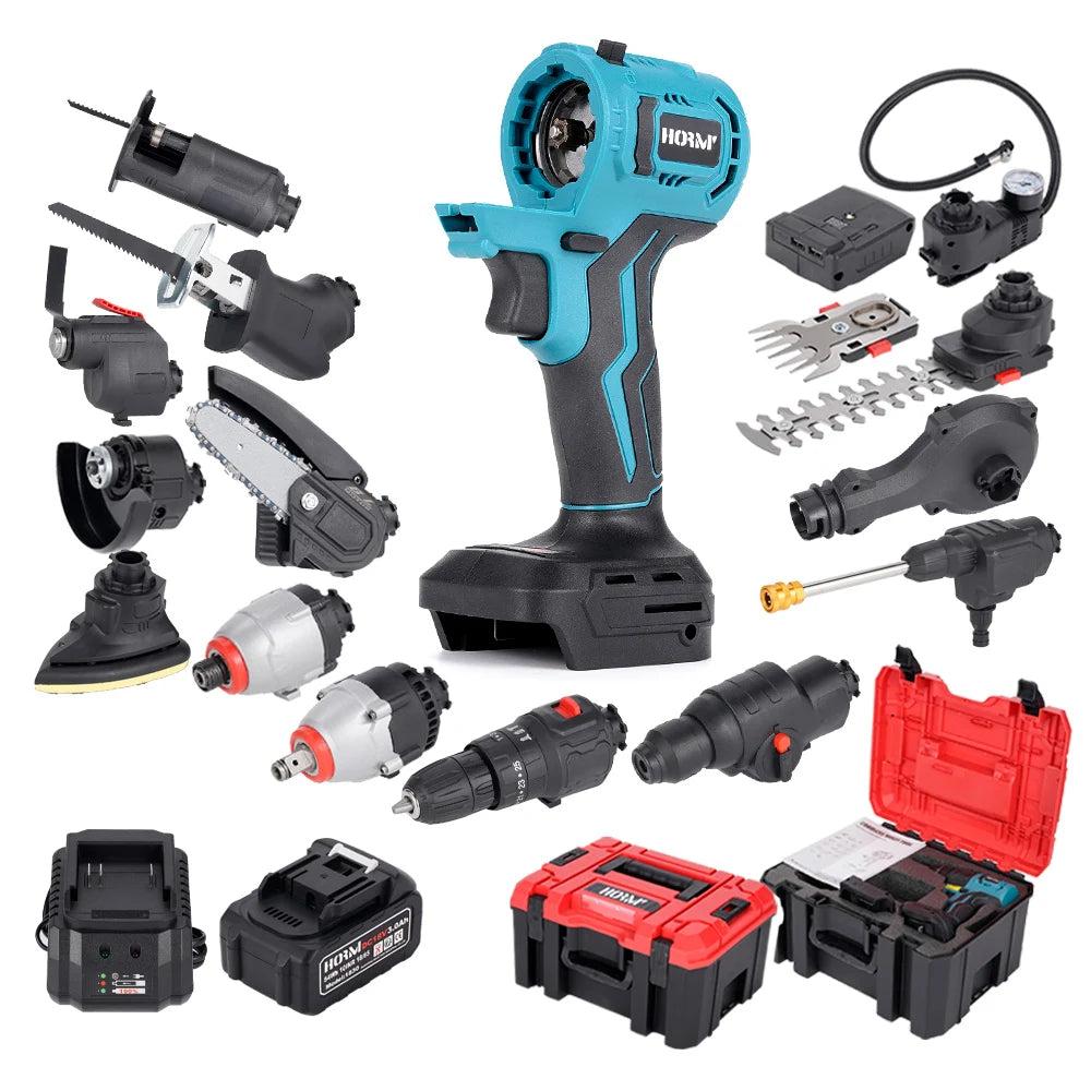 HORMY 18V Brushless Cordless Power Tool Combo Kit
for Makita Battery (Drill, Circular Saw, Impact Wrench, Air Pump, Blower) Home