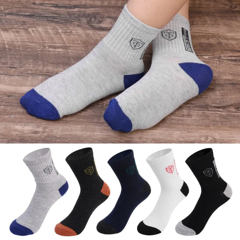 5/10 pairs Breathable Men's Basketball Crew Socks
 for Spring and Fall
 Sweat Absorption Deodorant Sports Stockings
