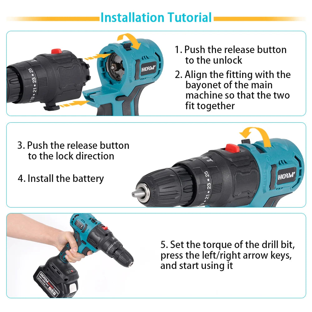 HORMY 18V Brushless Cordless Power Tool Combo Kit
for Makita Battery (Drill, Circular Saw, Impact Wrench, Air Pump, Blower) Home