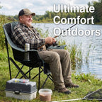 Camping Chair for Adults . Heavy Duty . 400 lbs Padded Folding Chair 
with Wine Glass Holder, 2 Cup Holders amp Side Pockets,
