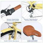 24/26 Inch Cruiser Bicycle with 7 Speed , for Women 24/26 Woman's Bike