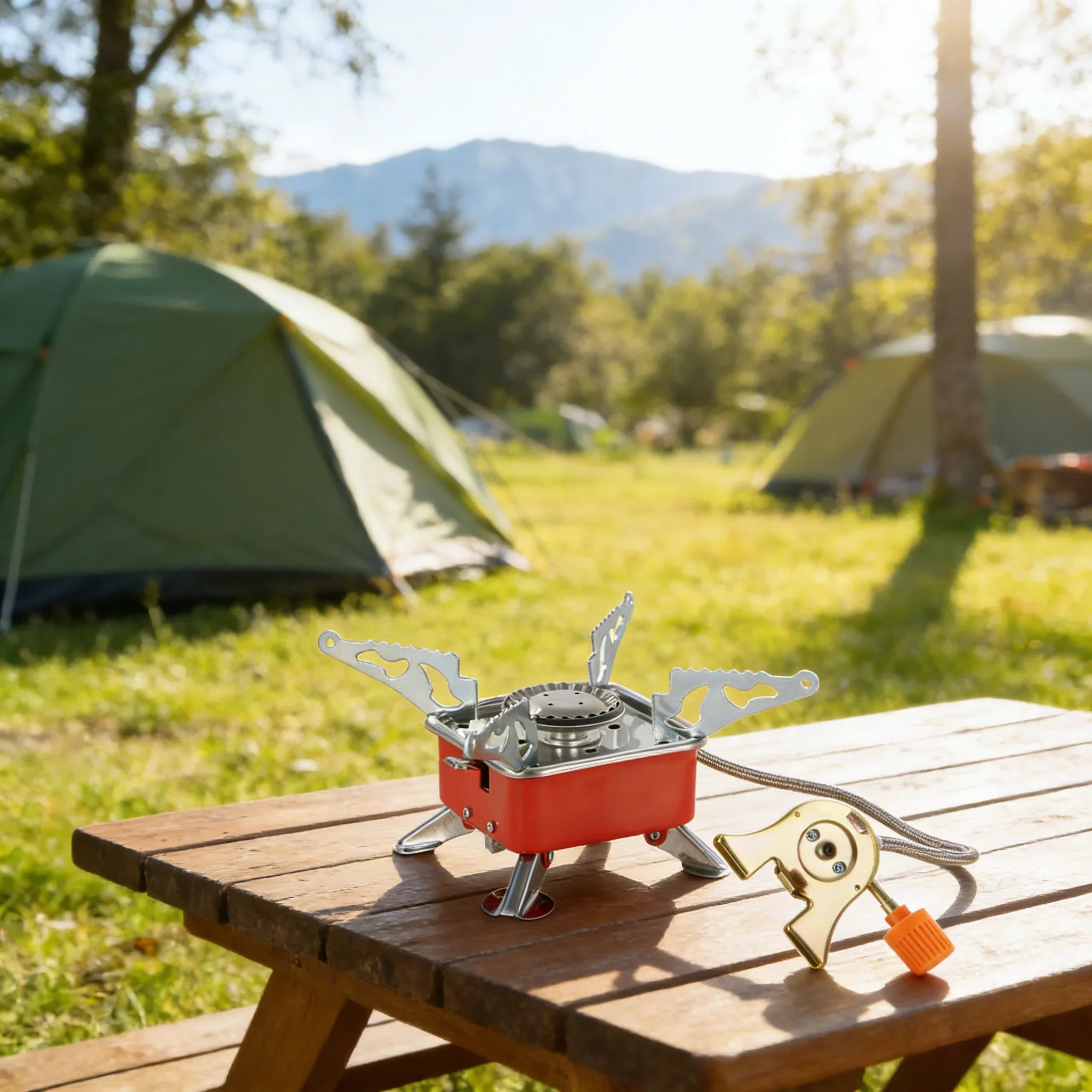 Portable Burner  for Camping.
 Foldable Windproof Outdoor Gas  Stove 
for Backpacking, Camping ,Hiking, Picnic , BBQ Grill