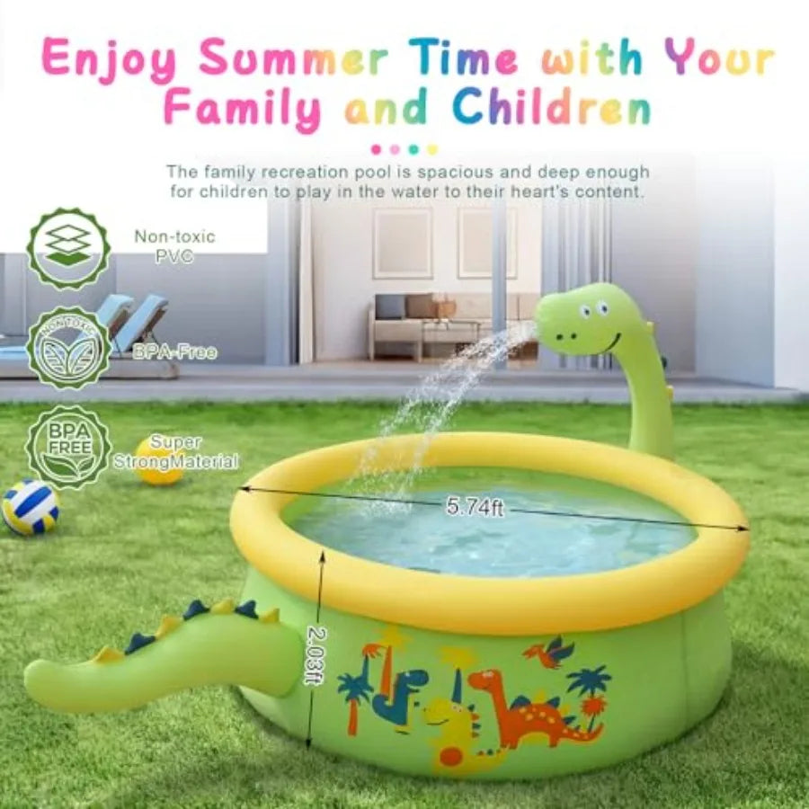 Dinosaur Inflatable Kiddie Pool Splash Pads for Toddlers with Sprinkler 
Outdoor Blow Up Mat Baby Dinosaur Play Swimming Pool