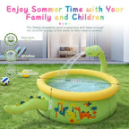 Dinosaur Inflatable Kiddie Pool Splash Pads for Toddlers with Sprinkler 
Outdoor Blow Up Mat Baby Dinosaur Play Swimming Pool