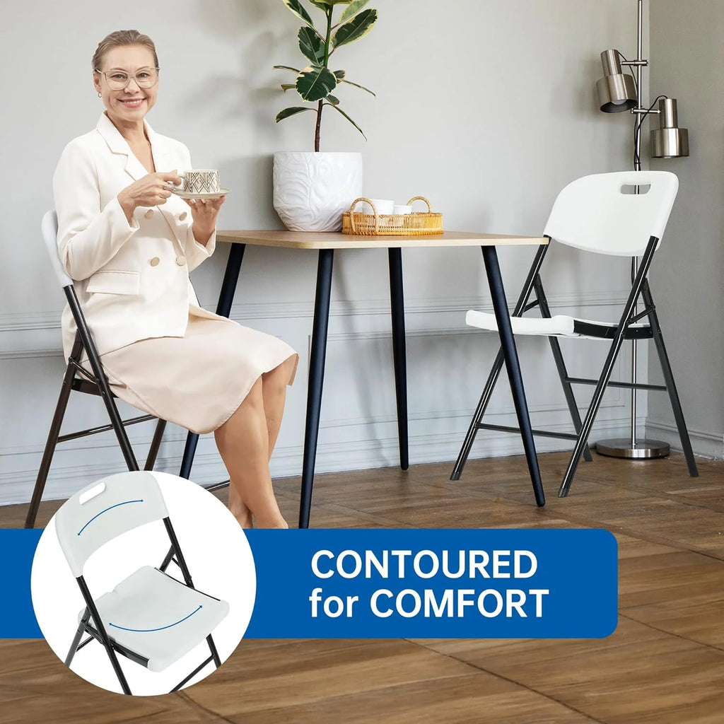 10 Pack Thicker 800 LBS White Folding Chairs, Commercial Grade for Events