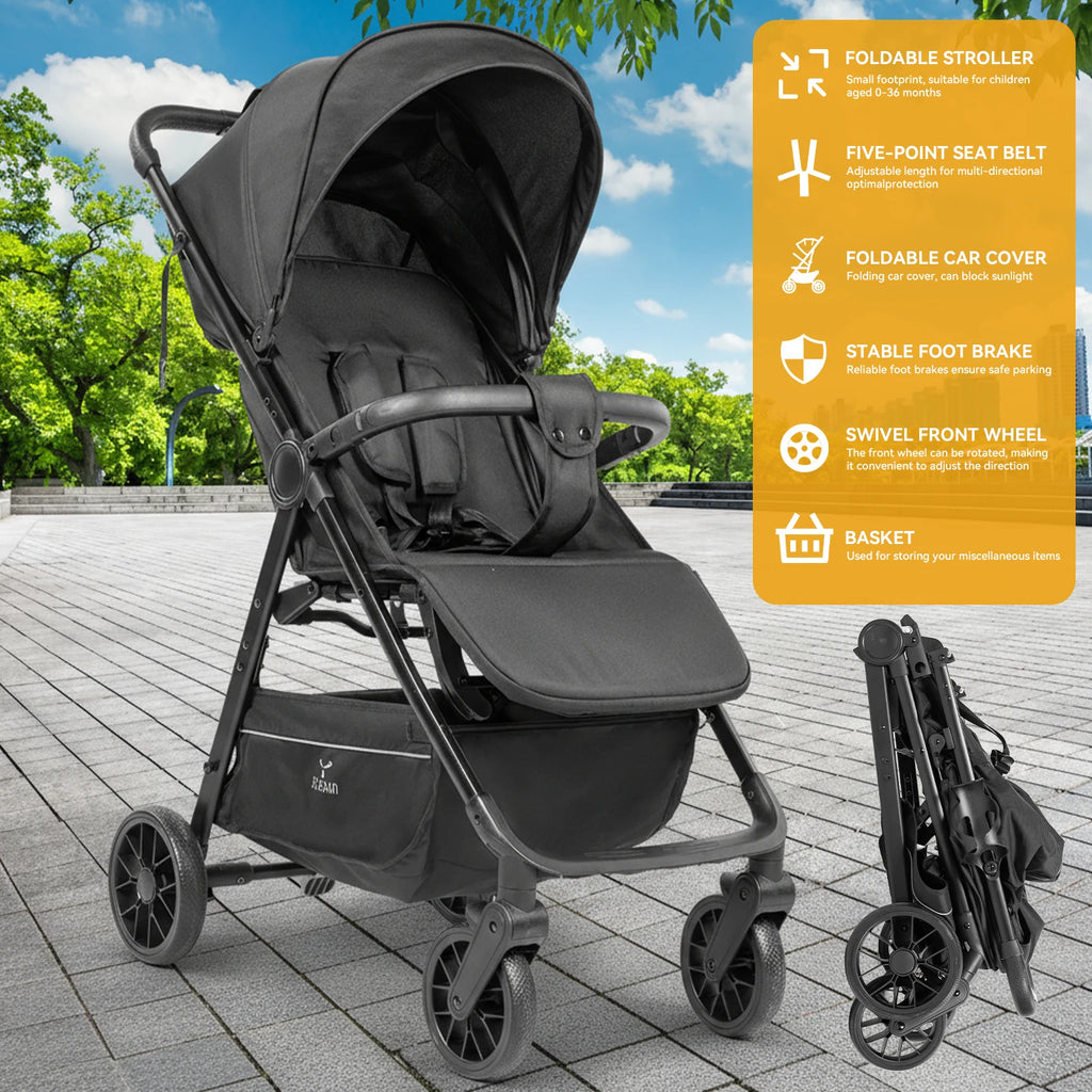 2 in 1 Baby Stroller
 Foldable,  Lightweight,   Travel System.
 Breathable fabric , daily use Newborn Pram  with sunshade canopy