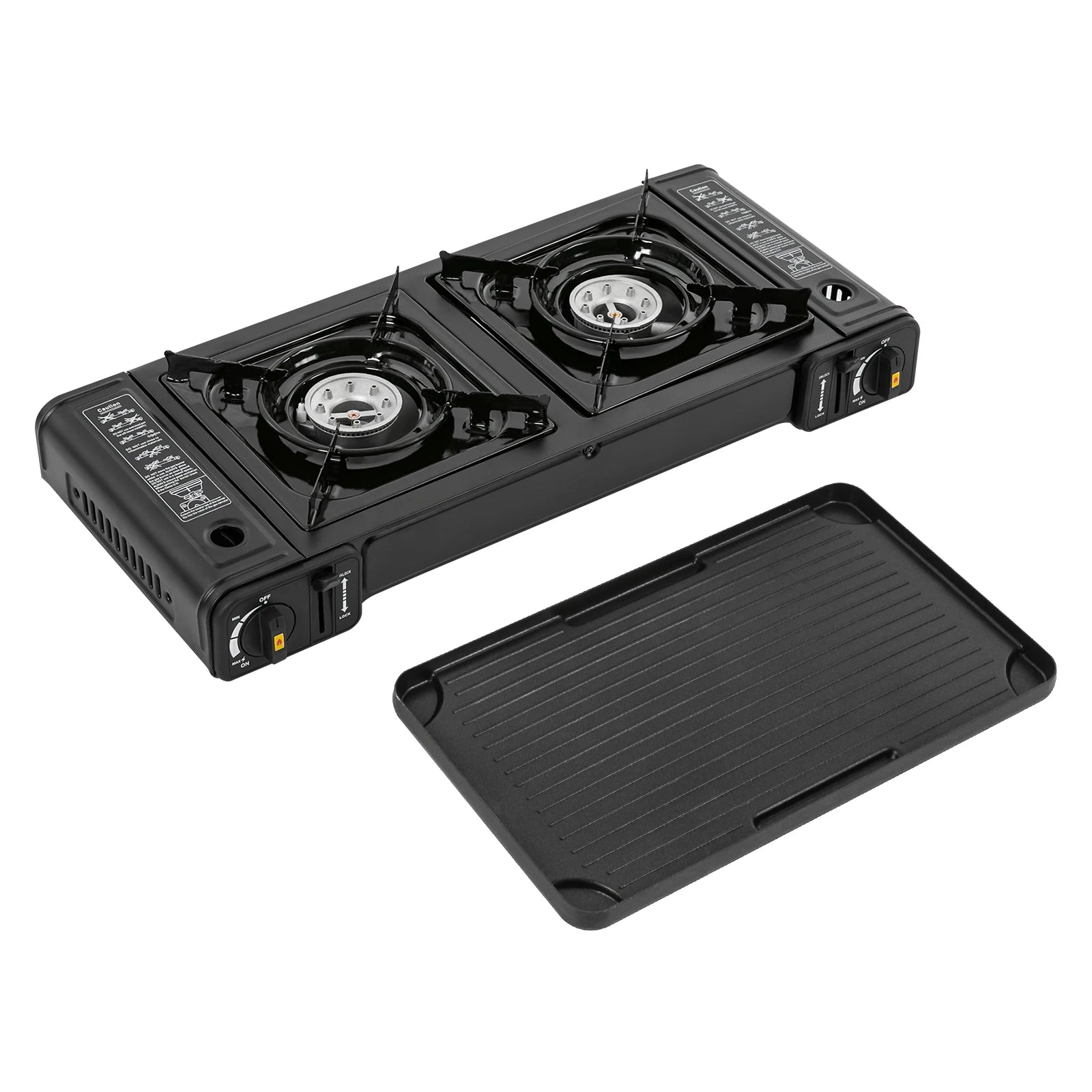 Butane Gas Camping Stove 
Dual Burner Portable Outdoor Grill for Picnic Hiking Trekkin
