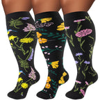 3 Pairs --- Extra Wide Plus Size.   
Compression Socks for Women and Women Mid-Calf Sports 
for Running, Cycling, and Travel