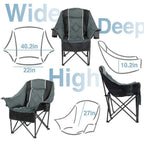 Camping Chair for Adults . Heavy Duty . 400 lbs Padded Folding Chair 
with Wine Glass Holder, 2 Cup Holders amp Side Pockets,