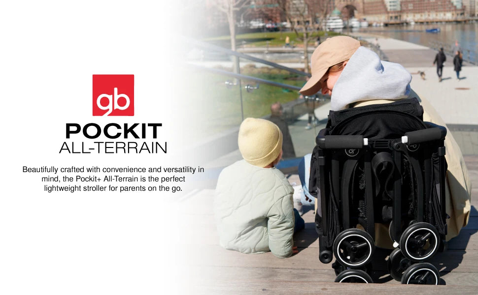 All-Terrain, Ultra Compact Lightweight Travel Stroller with Canopy and Reclining Seat in Velvet Black