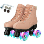 Size 35-45 Double Row Roller Skates 4 Wheels Flashing Skate Shoes For Women Girls Adult Outdoor Skating Training Quad Sneakers