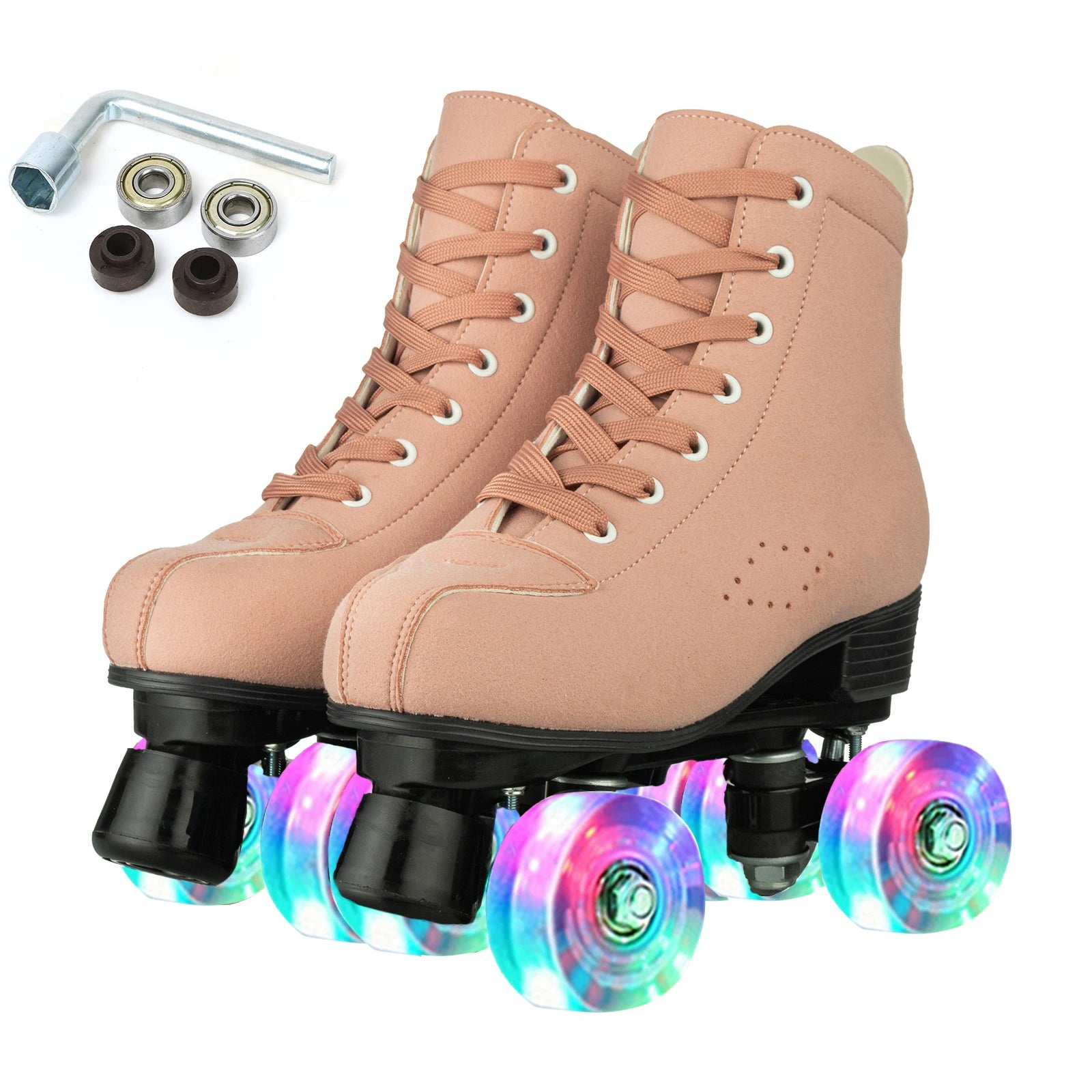 Size 35-45 Double Row Roller Skates 4 Wheels Flashing Skate Shoes For Women Girls Adult Outdoor Skating Training Quad Sneakers