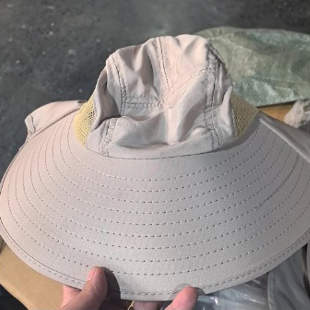 Summer 12CM Large Brim Sun Hat . 
Men Women Breathable Fishing Cap
Sun UV Protection Mesh Fisherman Hiking, Beach