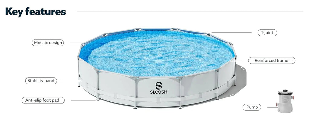 JOYFY Round Above Ground Pool 12ft/10ft/15ft Outdoor Round Frame 
 Set for Kids Adults with Filter Pump
