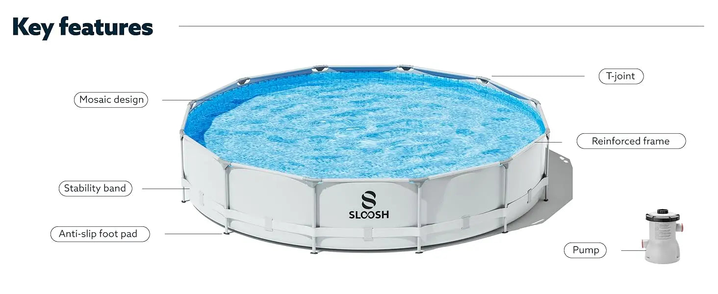 JOYFY Round Above Ground Pool 12ft/10ft/15ft Outdoor Round Frame 
 Set for Kids Adults with Filter Pump