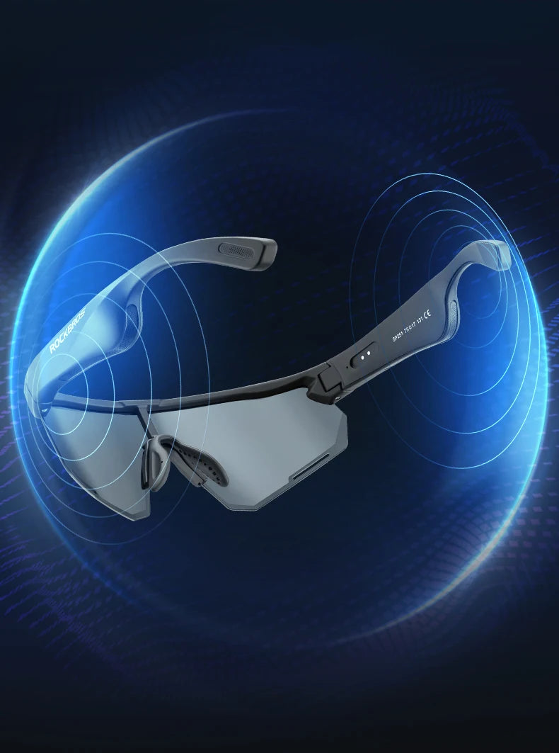 ROCKBROS Cycling Glasses Wireless Bluetooth 5.2 Polarized Sunglasses Headset Telephone Driving MP3 Riding Eyewear UV400 Goggles