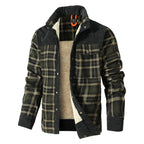 Men's Jackets Winter Windproof Warm 
Casual Bomber Coat Plaid Sherpa Lined Flannel Outdoor Classic  US Size