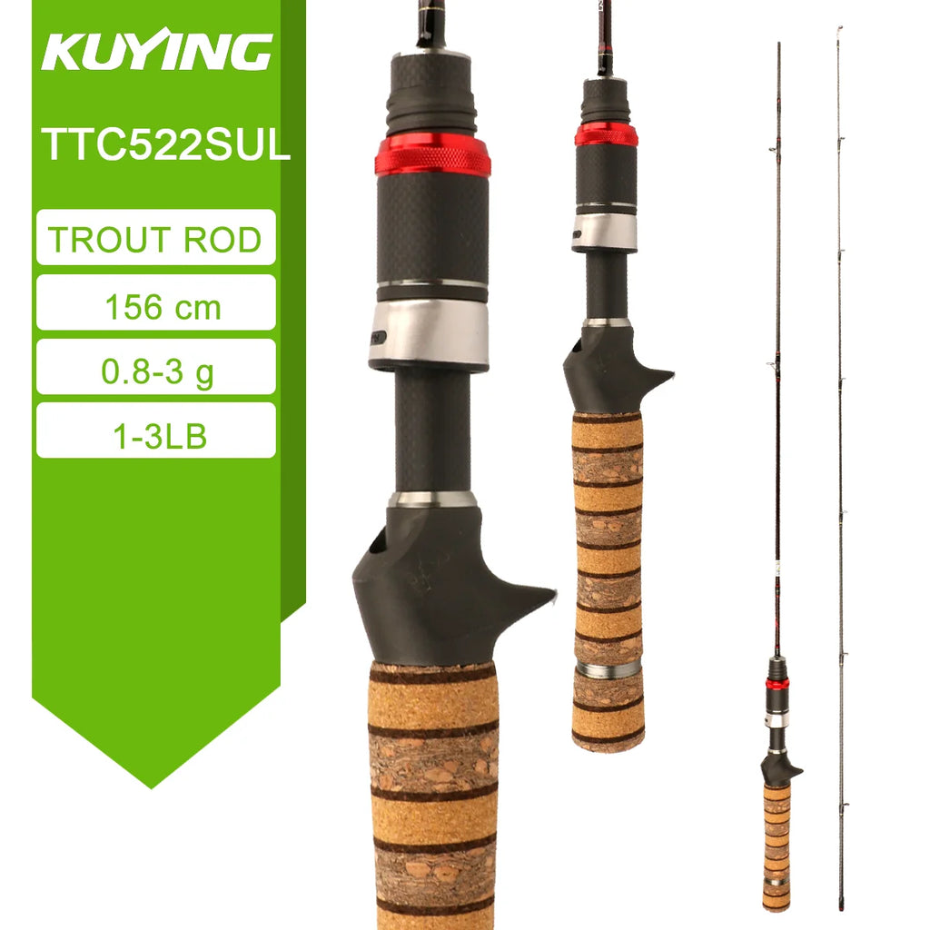 KUYING TETON  5'2" 6' 6'3" 6'4"6'2" 6'6"  Cane Spinning Rod &  Casting FUJI Carbon 1-4g 0.8-3g 2-10g M-Fast bfs