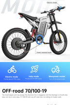 EKX X21 Max Electric cycle
3000W Brushless Gearless Motors
 60V30AH Lithium Battery Speed 85Kmh Adult Off Road Ebike