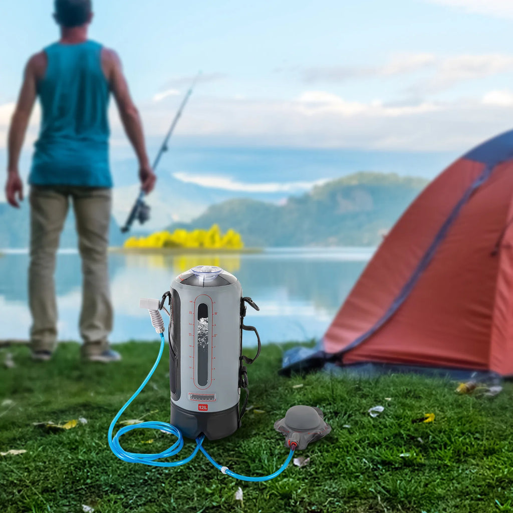3 Gallon Pressure  push pump Style Camping Shower 
Portable , Picnic , Shower with Air Pump