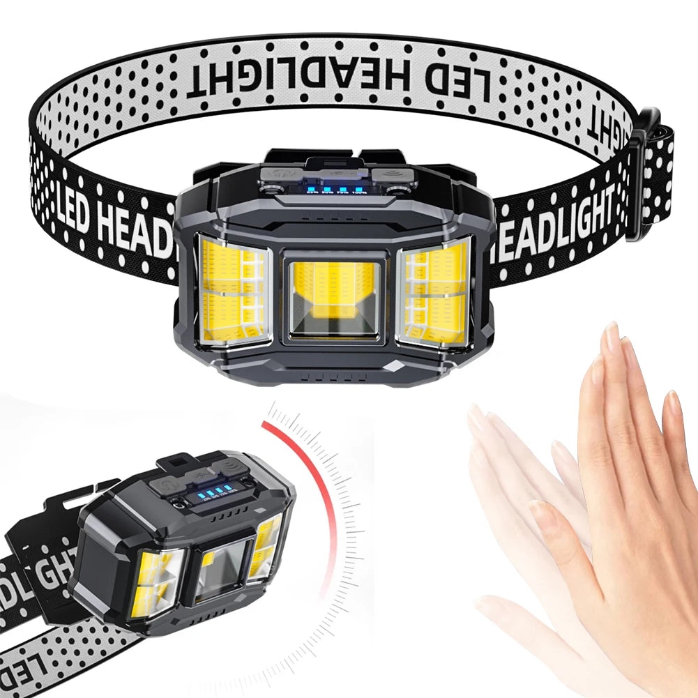 LED Strong Headlight,  Motion Sensor, Induction Headlamp 
owerful for Outdoor Night Fishing
