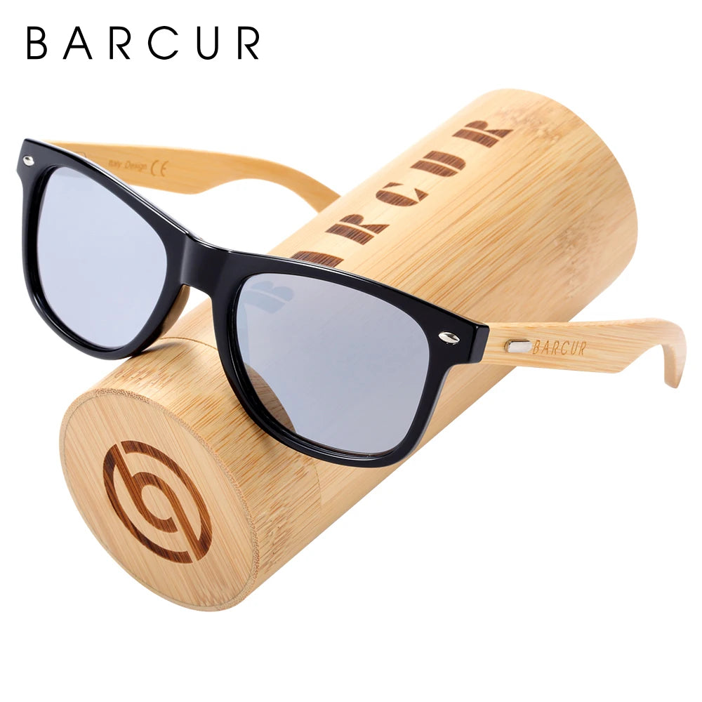 BARCUR Polarized Man Sunglasses Bamboo Sun Glasses for Women Wood UV400 Eyewear Oculos Blue Light Blocking Glasses