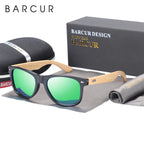 BARCUR Polarized Man Sunglasses Bamboo Sun Glasses for Women Wood UV400 Eyewear Oculos Blue Light Blocking Glasses