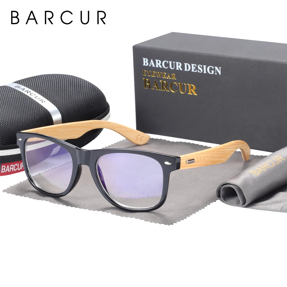 BARCUR Polarized Man Sunglasses Bamboo Sun Glasses for Women Wood UV400 Eyewear Oculos Blue Light Blocking Glasses