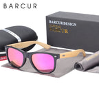 BARCUR Polarized Man Sunglasses Bamboo Sun Glasses for Women Wood UV400 Eyewear Oculos Blue Light Blocking Glasses