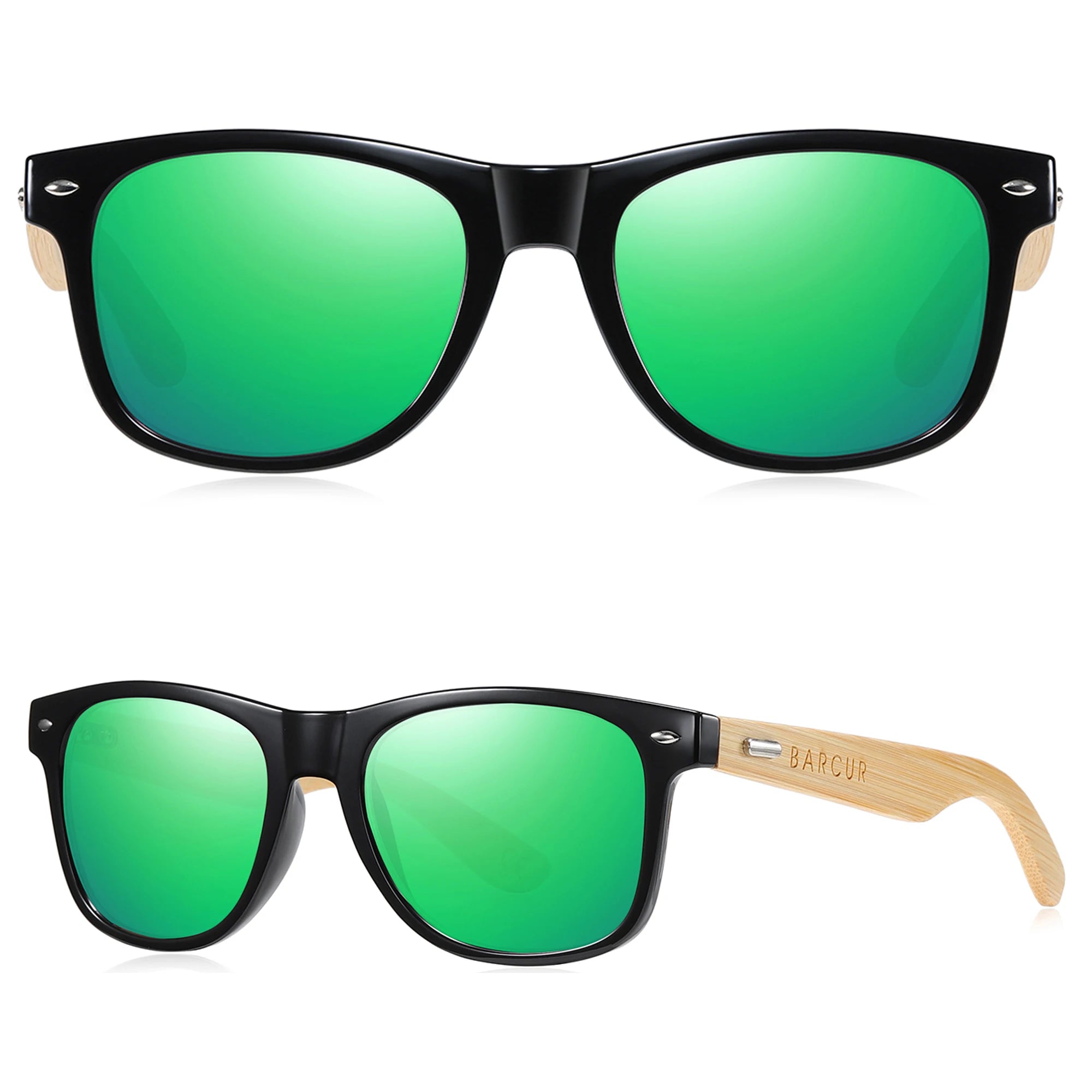 BARCUR Polarized Man Sunglasses Bamboo Sun Glasses for Women Wood UV400 Eyewear Oculos Blue Light Blocking Glasses