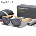 BARCUR Polarized Man Sunglasses Bamboo Sun Glasses for Women Wood UV400 Eyewear Oculos Blue Light Blocking Glasses
