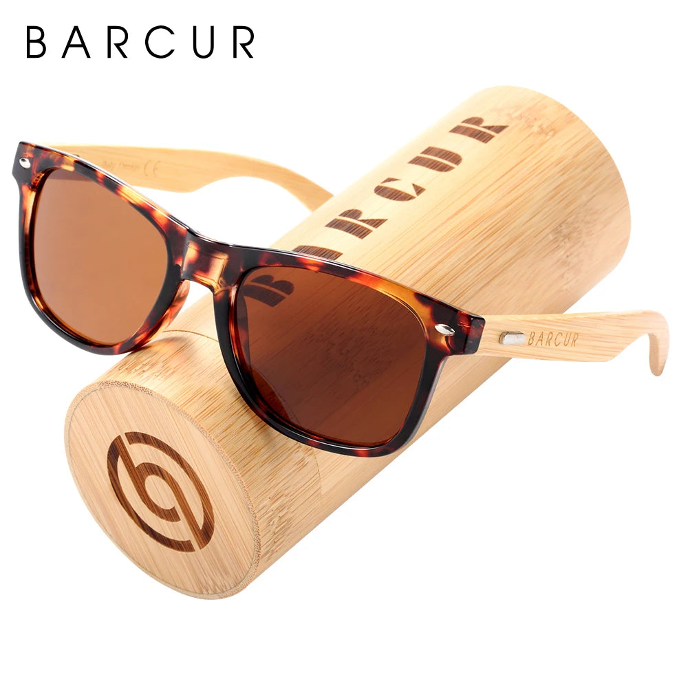 BARCUR Polarized Man Sunglasses Bamboo Sun Glasses for Women Wood UV400 Eyewear Oculos Blue Light Blocking Glasses