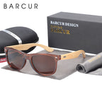BARCUR Polarized Man Sunglasses Bamboo Sun Glasses for Women Wood UV400 Eyewear Oculos Blue Light Blocking Glasses