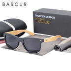 BARCUR Polarized Man Sunglasses Bamboo Sun Glasses for Women Wood UV400 Eyewear Oculos Blue Light Blocking Glasses