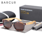 BARCUR Polarized Man Sunglasses Bamboo Sun Glasses for Women Wood UV400 Eyewear Oculos Blue Light Blocking Glasses