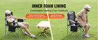 SucceBuy Camping Folding Chair for Adults  
Portable Quad Lumbar Back , Padded Arm  with Side Pockets for Beach, Lawn, Picnic