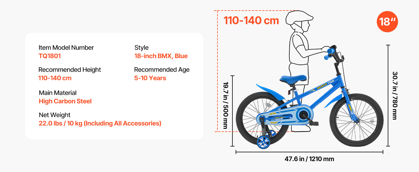 SucceBuy 14/16/18in Kids Bike BMX Style Children 
Bicycle with Training Wheels Toddler Bike for Boys & Girls Learning to Ride
