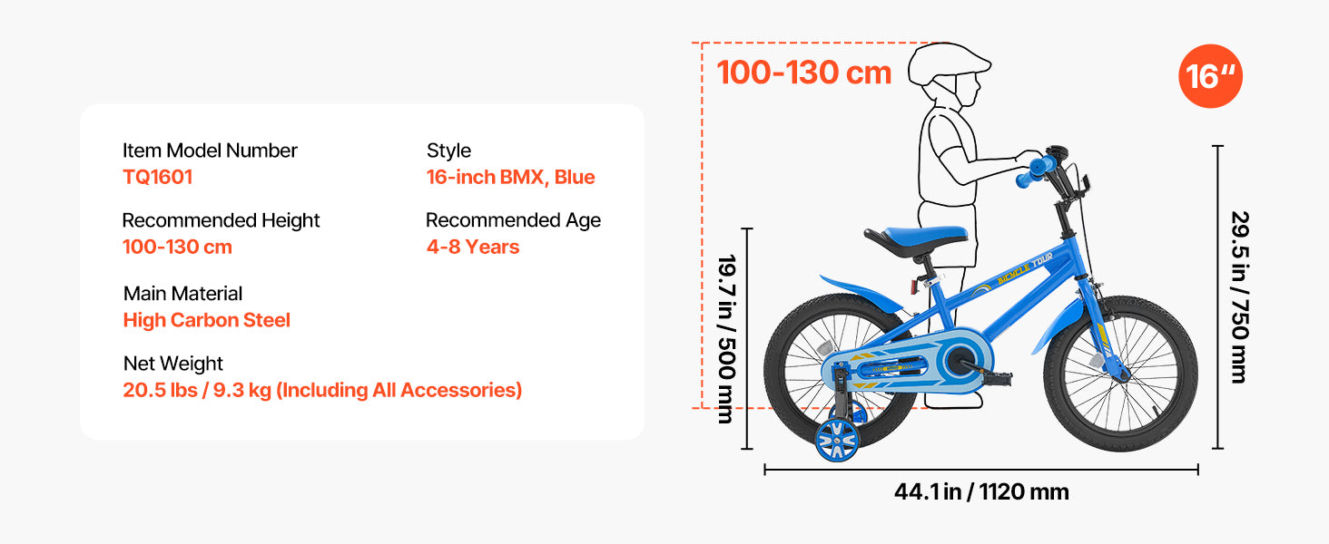 SucceBuy 14/16/18in Kids Bike BMX Style Children 
Bicycle with Training Wheels Toddler Bike for Boys & Girls Learning to Ride