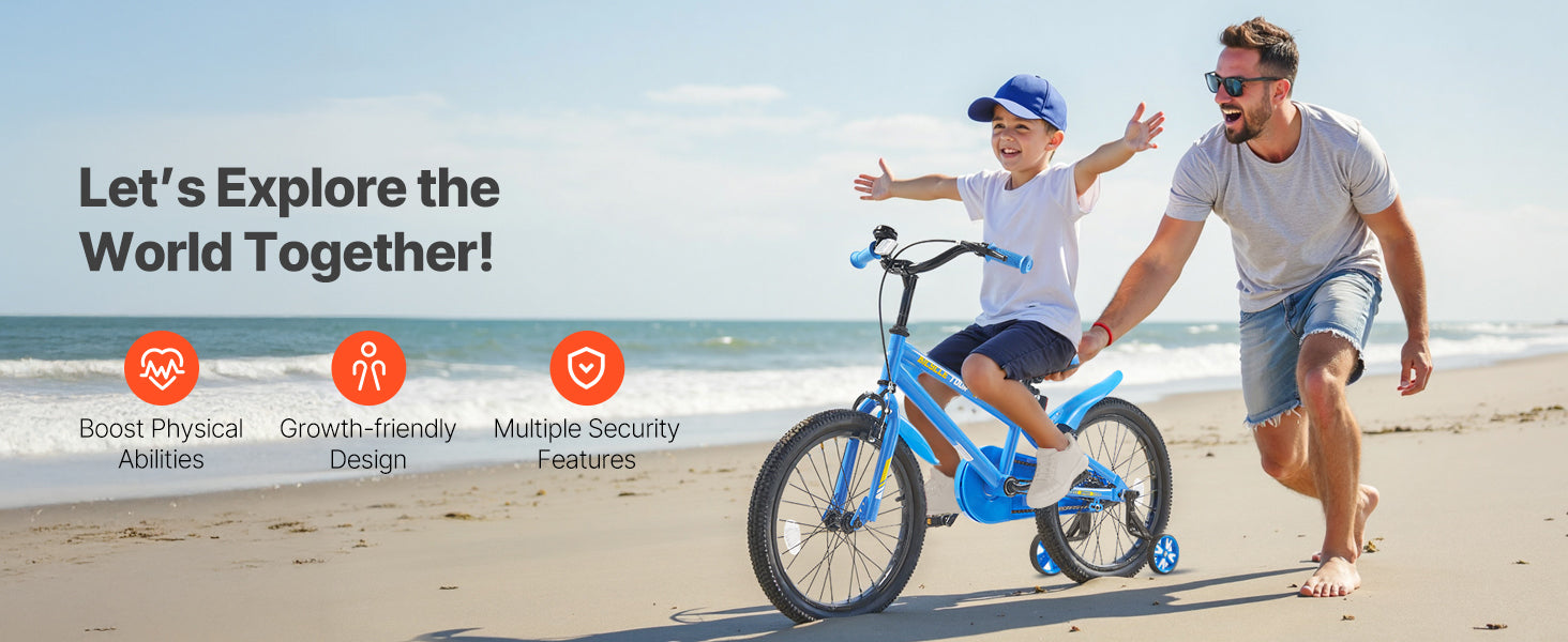 SucceBuy 14/16/18in Kids Bike BMX Style Children 
Bicycle with Training Wheels Toddler Bike for Boys & Girls Learning to Ride