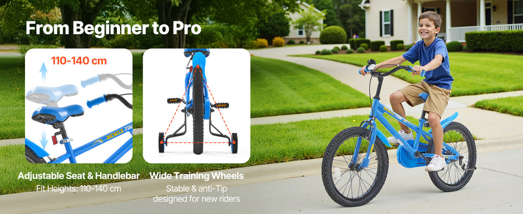 SucceBuy 14/16/18in Kids Bike BMX Style Children 
Bicycle with Training Wheels Toddler Bike for Boys & Girls Learning to Ride