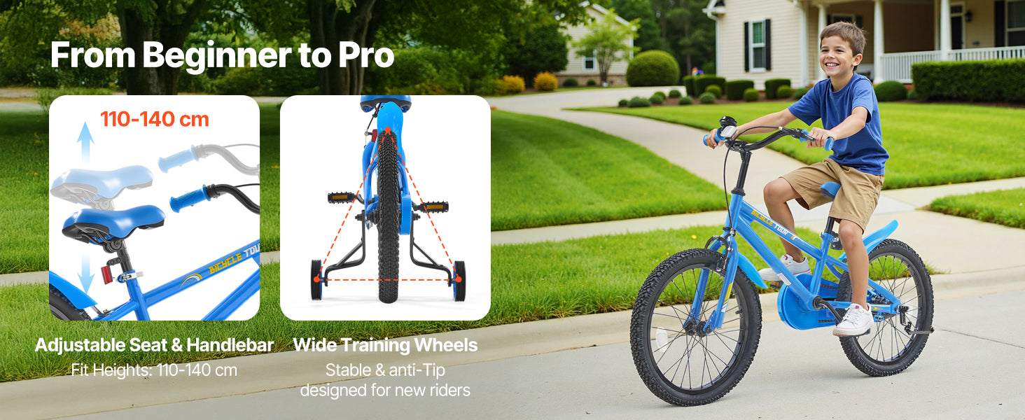 SucceBuy 14/16/18in Kids Bike BMX Style Children 
Bicycle with Training Wheels Toddler Bike for Boys & Girls Learning to Ride