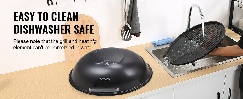 VEVOR Indoor/Outdoor Electric Grill, 1800W Electric BBQ Grill & 
2 Zone Grilling Surface Adjustable Temperature for Party Camping